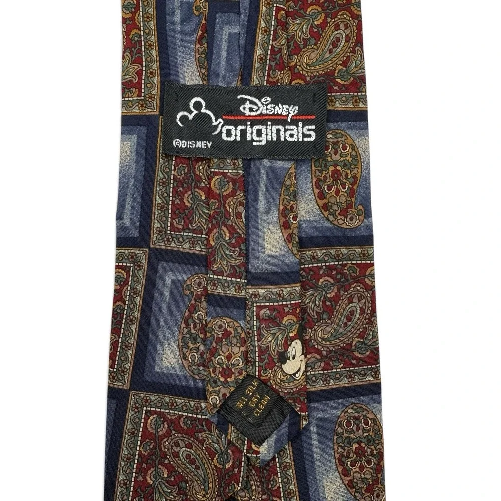 Vintage Disney Originals Micky Mouse 100% Silk Paisley Tie Made In USA